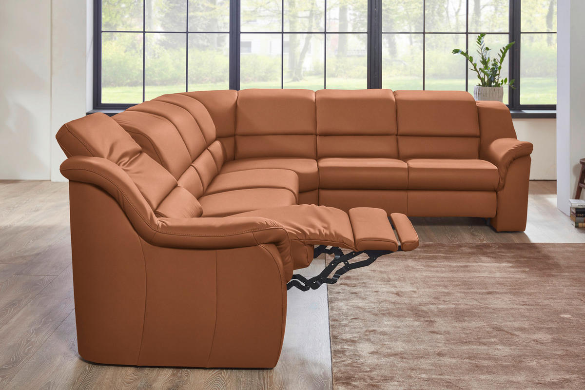 ECKSOFA  in Echtleder Aprikose  324/260 cm  - Chromfarben/Aprikose, KONVENTIONELL, Leder/Kunststoff (324/260cm) - Cantus