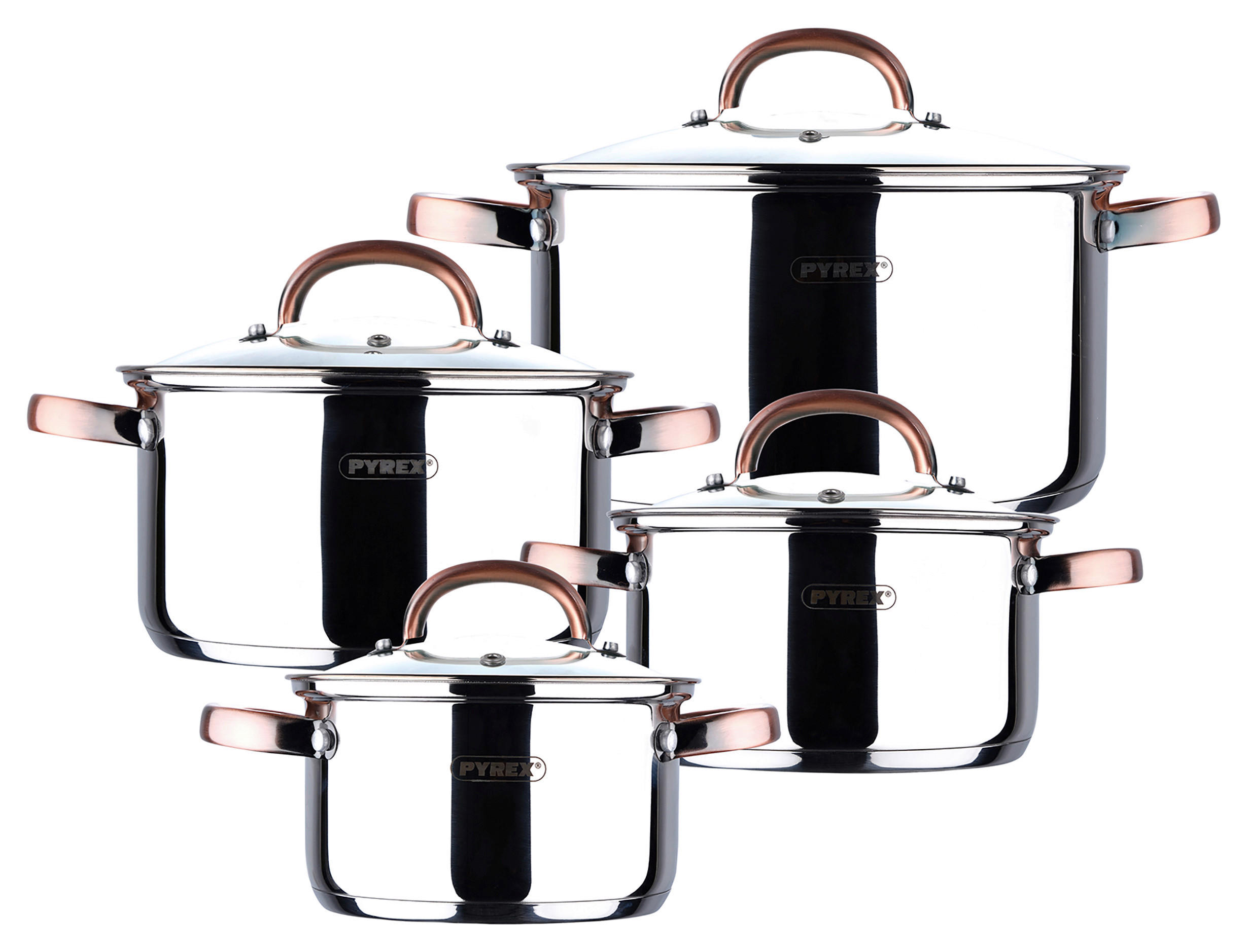 KOCHTOPFSET PYREX COPPER SPECIAL 8-teilig  - Silberfarben/Kupferfarben, Basics, Glas/Metall - Pyrex