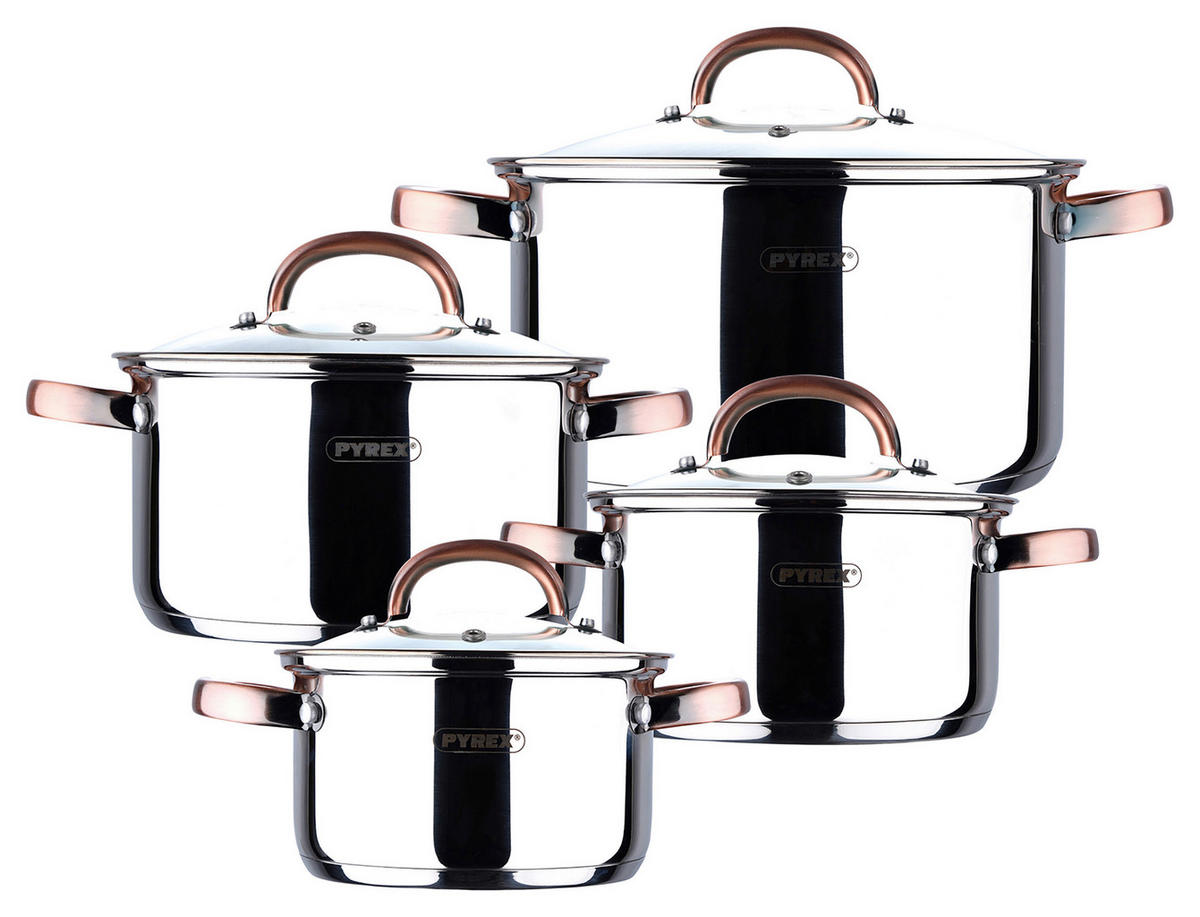 KOCHTOPFSET PYREX COPPER SPECIAL 8-teilig  - Silberfarben/Kupferfarben, Basics, Glas/Metall - Pyrex