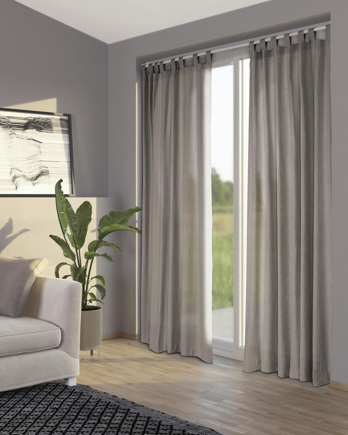 SCHLAUFENVORHANG  - Dunkelbraun, Basics, Textil (145/250cm)