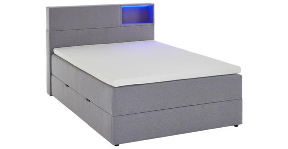 BOXSPRINGBETT 140/200 cm,  in Hellgrau  - Hellgrau/Schwarz, Design, Holz/Textil (140/200cm) - Xora