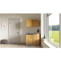 MINIKÜCHE 100 cm   in Buchefarben  - Edelstahlfarben/Buchefarben, MODERN, Holzwerkstoff/Kunststoff (100cm) - FlexWell