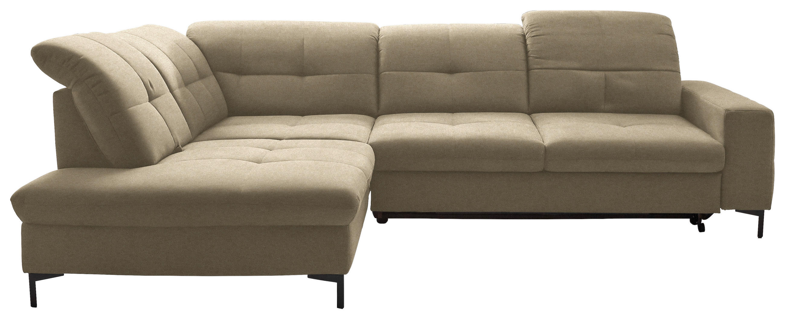 ECKSOFA in Chenille Beige  - Beige/Schwarz, Design, Textil/Metall (240/308cm) - Xora