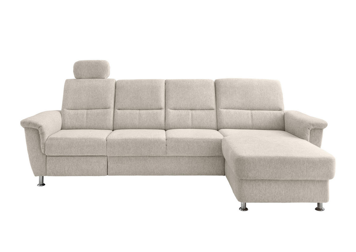 ECKSOFA in Chenille Beige  - Chromfarben/Beige, Konventionell, Textil/Metall (292/165cm) - Livetastic