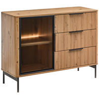 ŠIROKÁ KOMODA, černá, dub artisan, 114/82/40 cm - černá/dub artisan, Design, kov/kompozitní dřevo (114/82/40cm) - MID.YOU