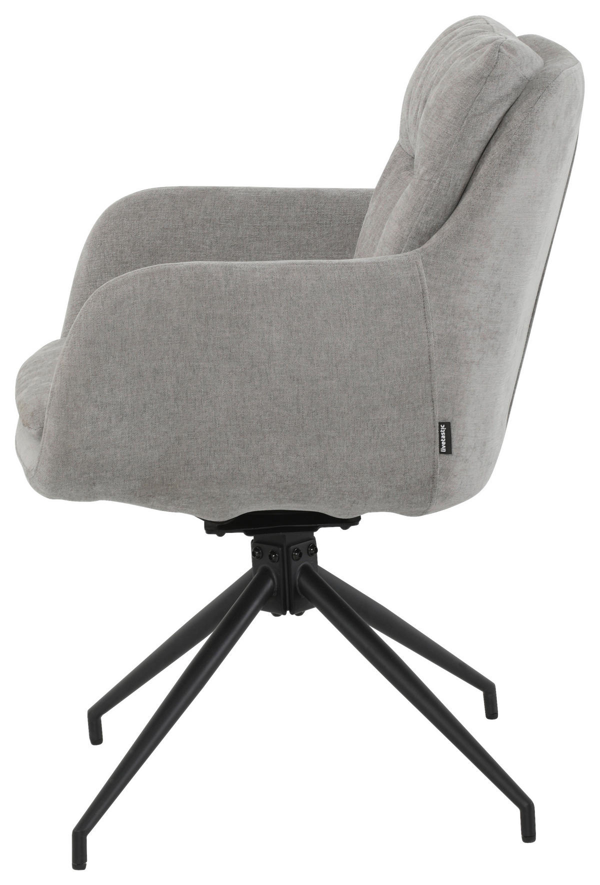 ARMLEHNSTUHL  Sitzfläche 180° drehbar, automatische Rückholfunktion Chenille  Grau, Schwarz  - Schwarz/Grau, MODERN, Textil/Metall (57.5/82/65cm) - Livetastic