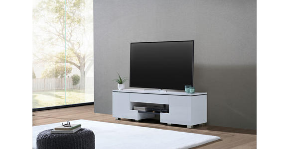 LOWBOARD  in 140/44/40 cm  - Silberfarben/Weiß, Design, Glas/Holzwerkstoff (140/44/40cm) - Carryhome