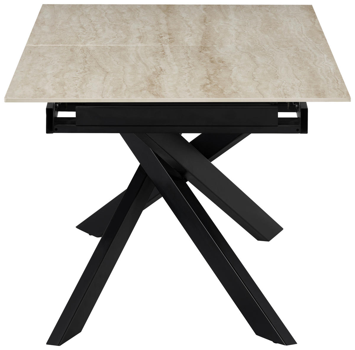 ESSTISCH 200/90/76 cm  Metall, Stein ausziehbar rechteckig Schwarz, Beige  - Beige/Schwarz, MODERN, Stein/Metall (200/90/76cm) - MID.YOU