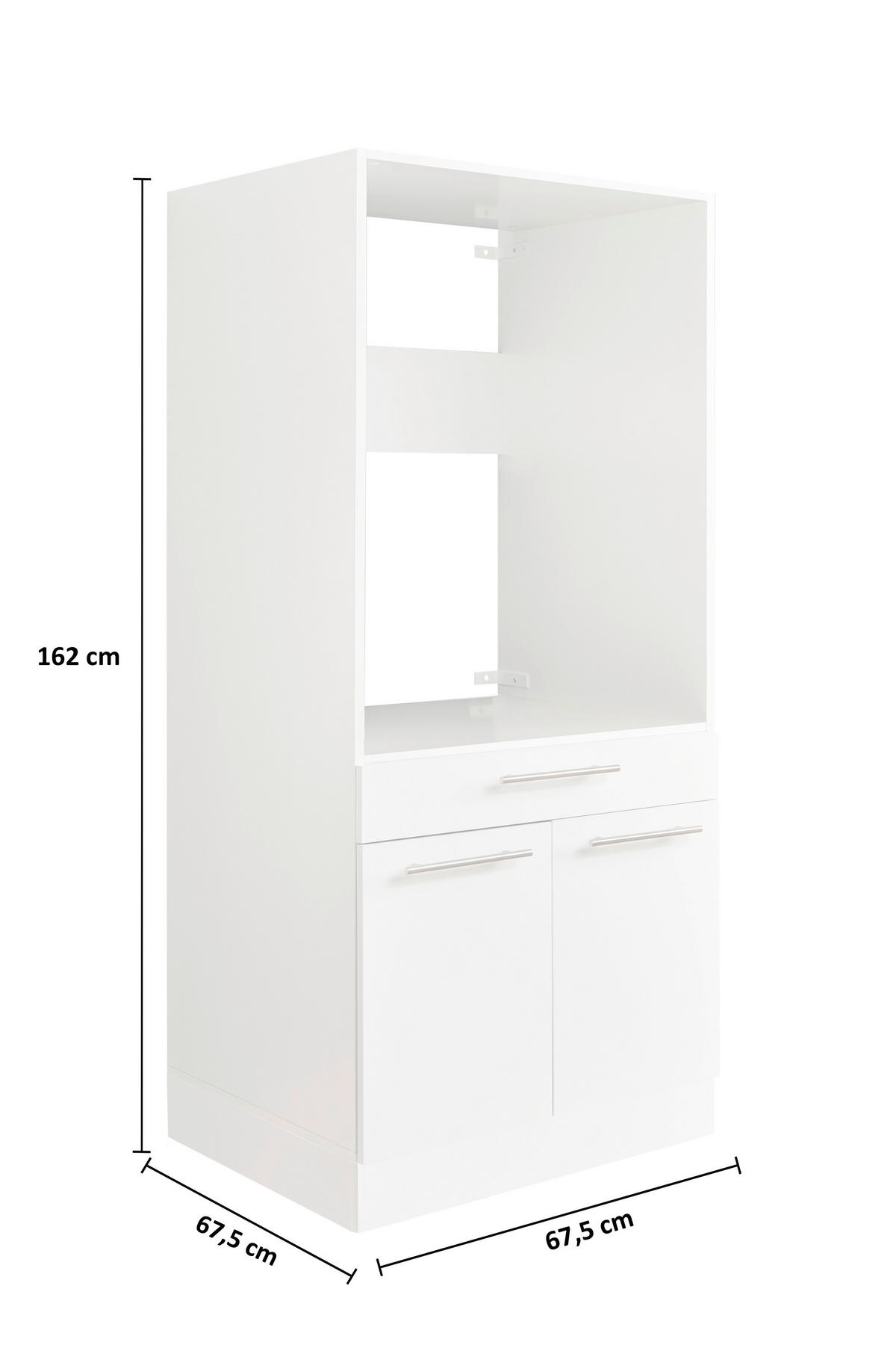 WASCHMASCHINENSCHRANK 67,5/162/67,5 cm  in Weiß  - Silberfarben/Schwarz, Design, Holzwerkstoff/Kunststoff (67,5/162/67,5cm)