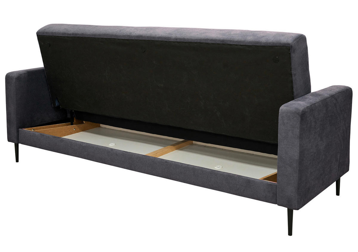 SCHLAFSOFA in Mikrofaser Dunkelgrau  - Dunkelgrau/Schwarz, Design, Textil/Metall (223/89/86cm) - P & B