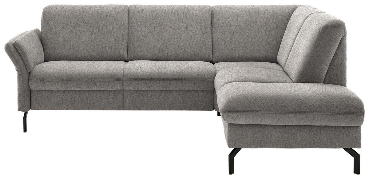 ECKSOFA  in Flachgewebe Graubraun  241/190 cm  - Graubraun/Schwarz, KONVENTIONELL, Textil/Metall (241/190cm) - Beldomo Comfort