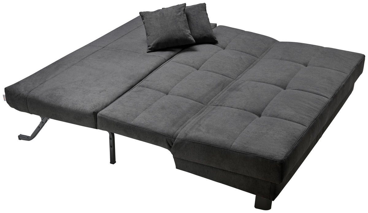 SCHLAFSOFA Mikrovelours Schwarz  - Schwarz, KONVENTIONELL, Textil/Metall (185/85/100cm) - Carryhome