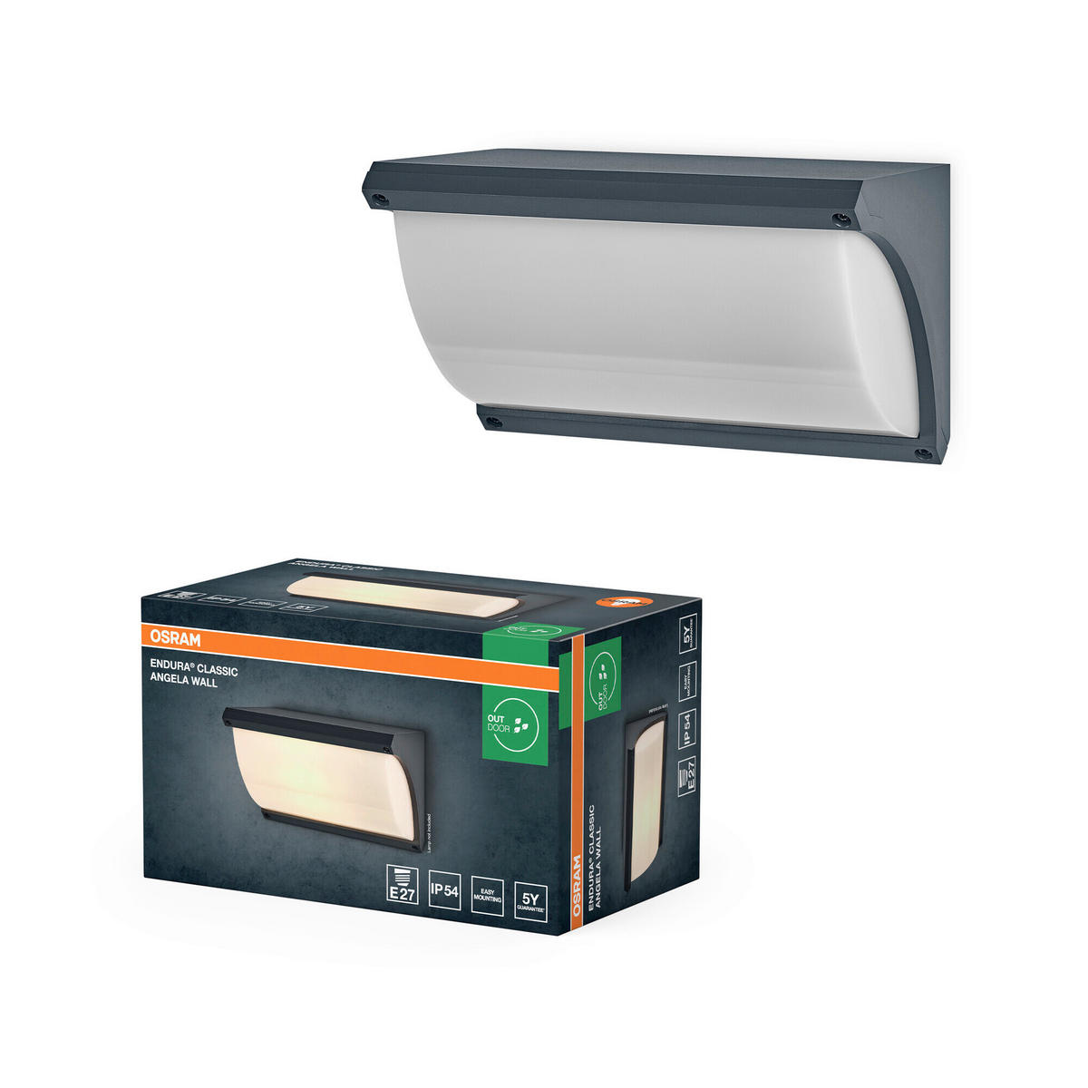 AUßENLEUCHTE 25/14/14,8 cm   - Dunkelgrau, Basics, Kunststoff/Metall (25/14/14,8cm) - Osram