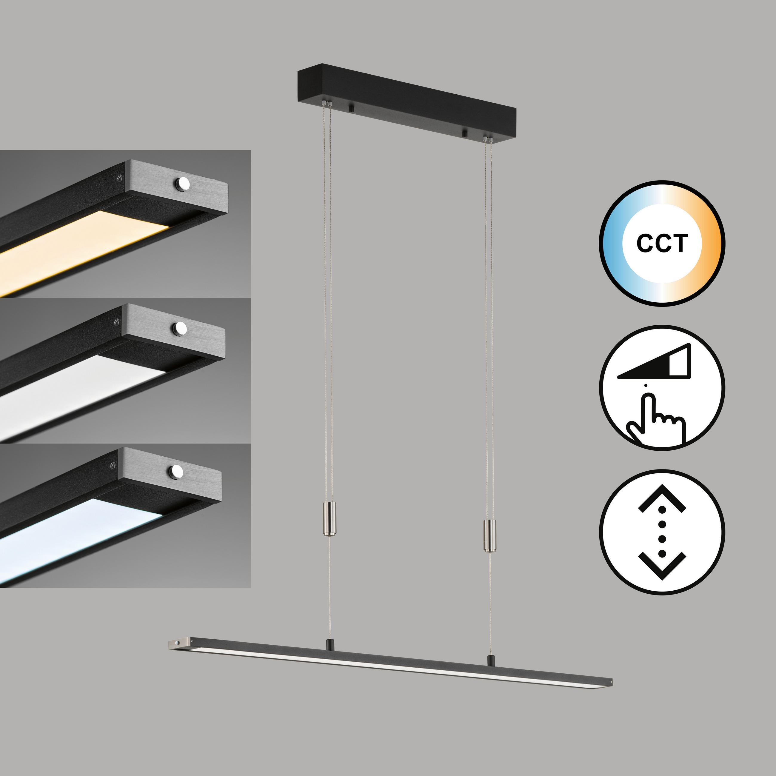 LED-HÄNGELEUCHTE    - Sandfarben/Schwarz, Design, Metall (6/90cm) - Fischer & Honsel