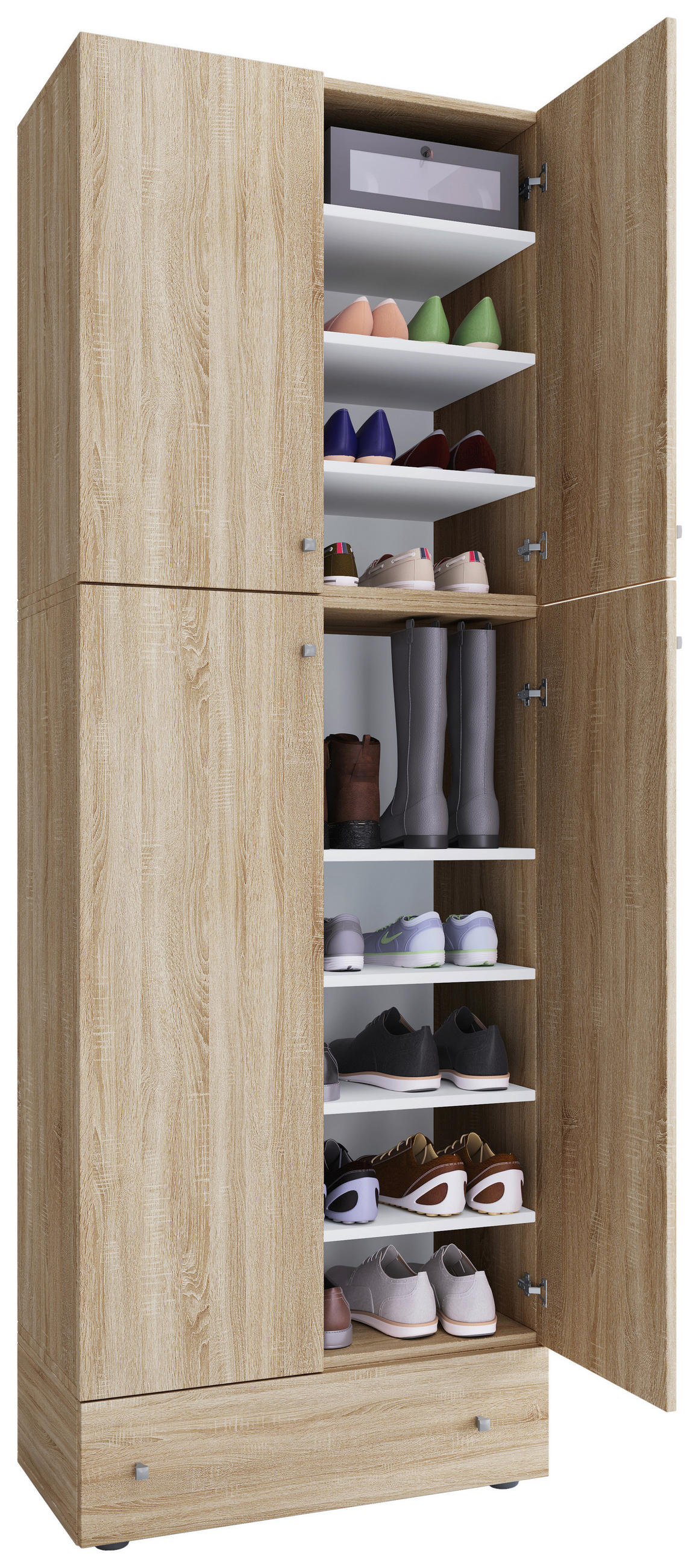 SCHUHSCHRANK 70/200/39 cm  - Schwarz/Grau, MODERN, Holzwerkstoff/Kunststoff (70/200/39cm) - MID.YOU