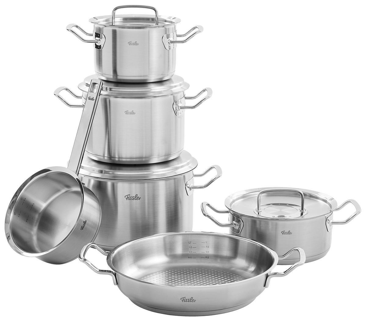 KOCHTOPFSET + GRATIS PFANNE Profi Collection 6-teilig  - Silberfarben, Design, Metall - Fissler