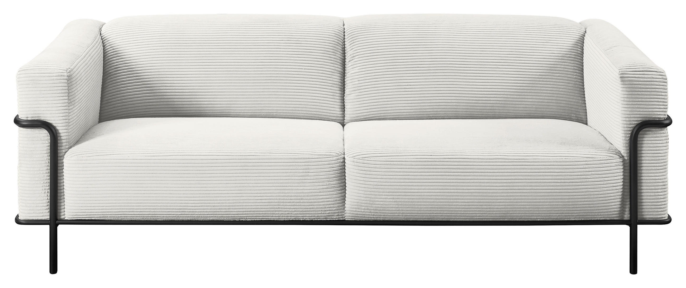 2,5-SITZER in Cord Weiss  - Weiss/Schwarz, Design, Textil/Metall (216/67/96cm) - Johann Jakob
