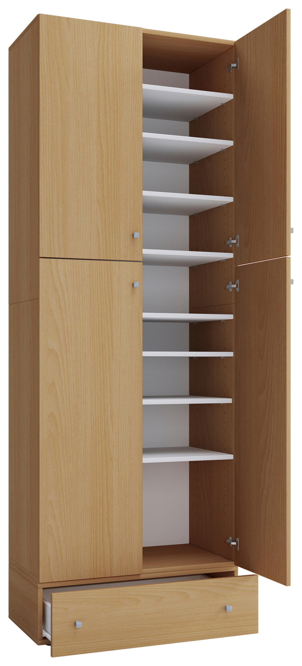 SKOSKÅP  i 70/200/39 cm  - bokfärgad/grå, Modern, trämaterial/plast (70/200/39cm) - MID.YOU