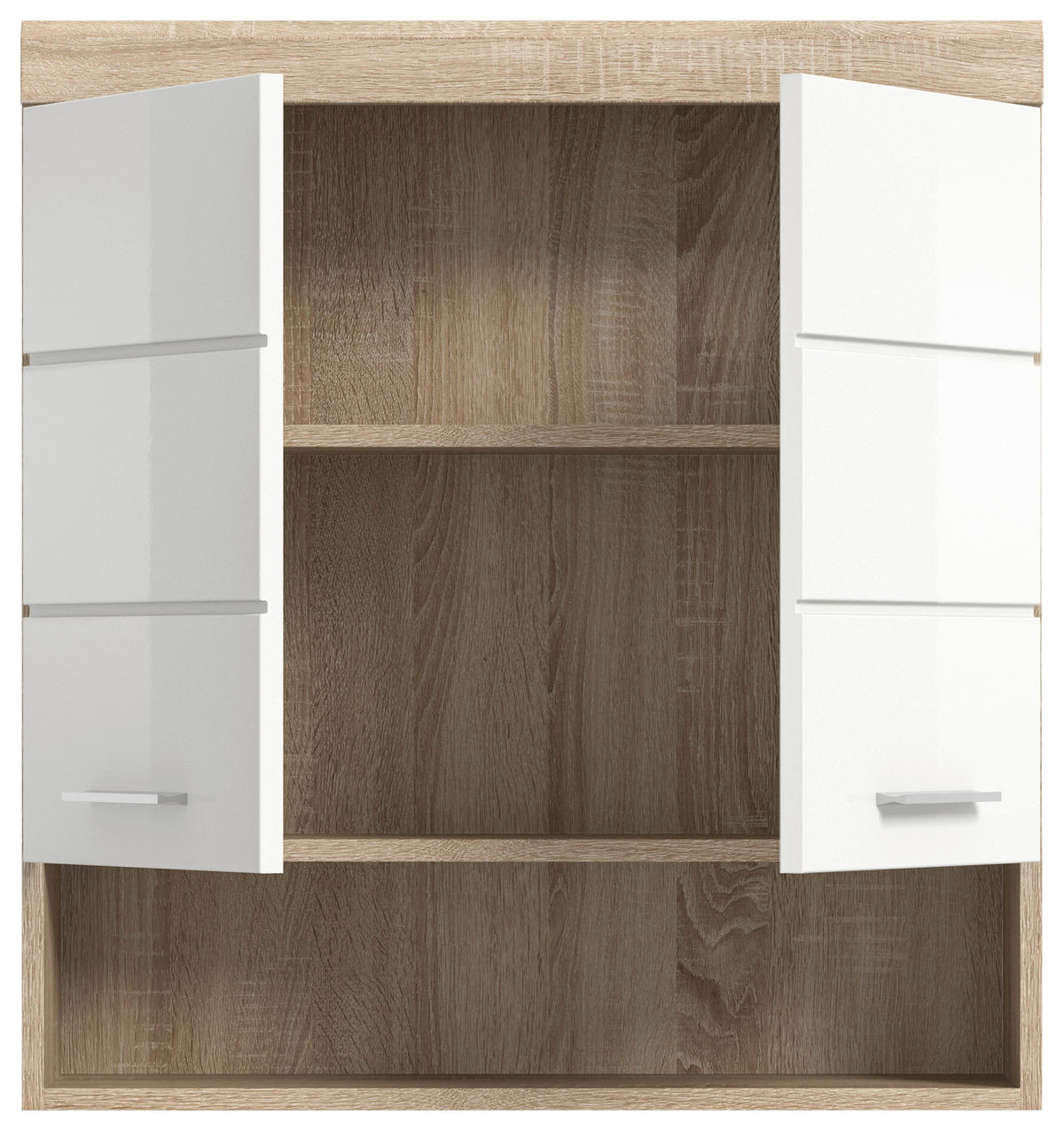 HÄNGESCHRANK 74/79/24 cm  - Weiß Hochglanz/Eichefarben, MODERN, Holzwerkstoff/Kunststoff (74/79/24cm) - MID.YOU