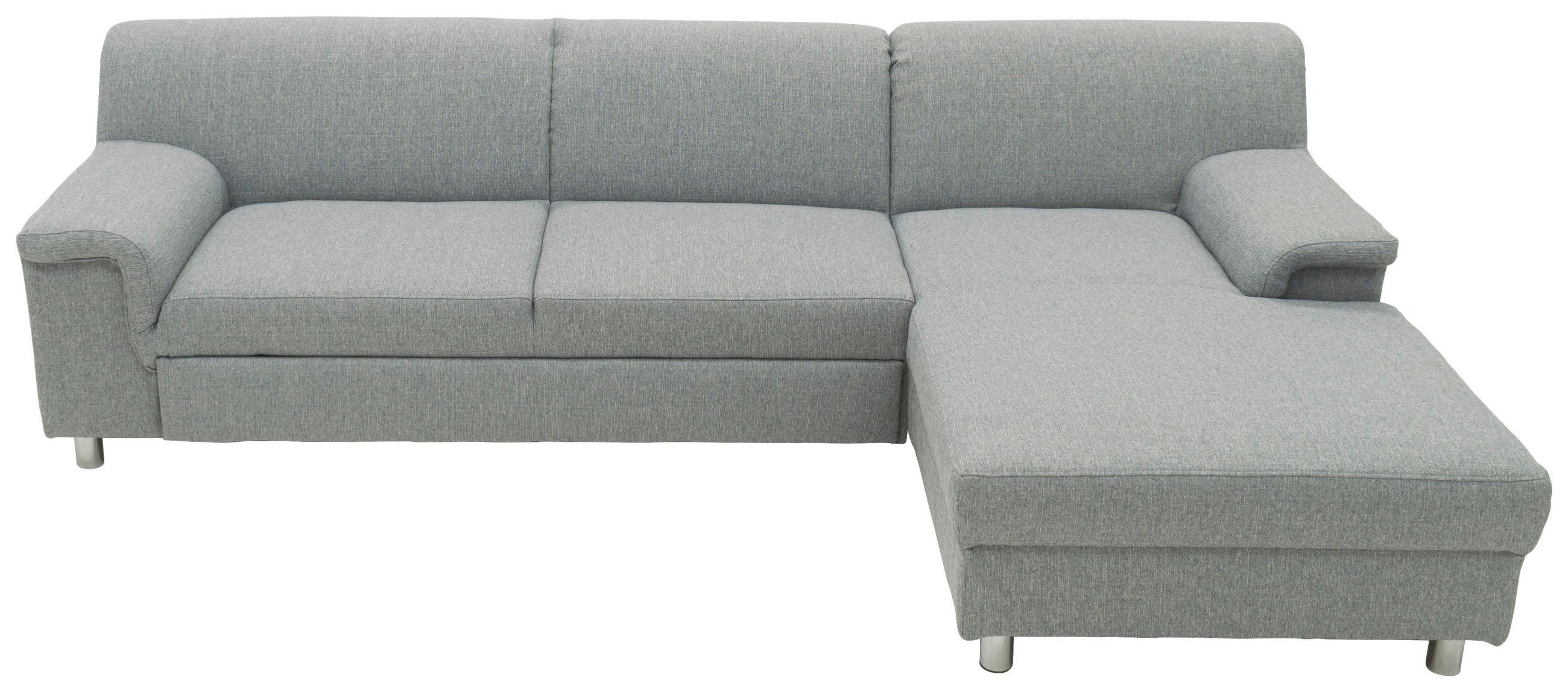 Ecksofa Silberfarben Webstoff - Chromfarben/Silberfarben, KONVENTIONELL, Textil/Metall (251/150cm)