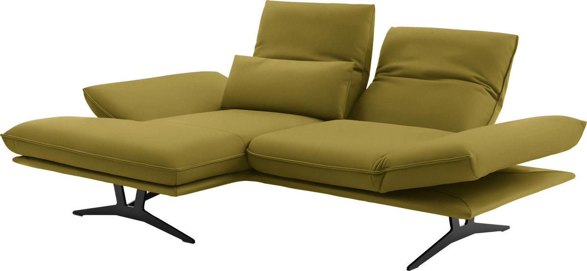 ECKSOFA in Echtleder Hellgrün  130/210 cm  - Gelb/Schwarz, Design, Leder/Metall (130/210cm) - Dieter Knoll