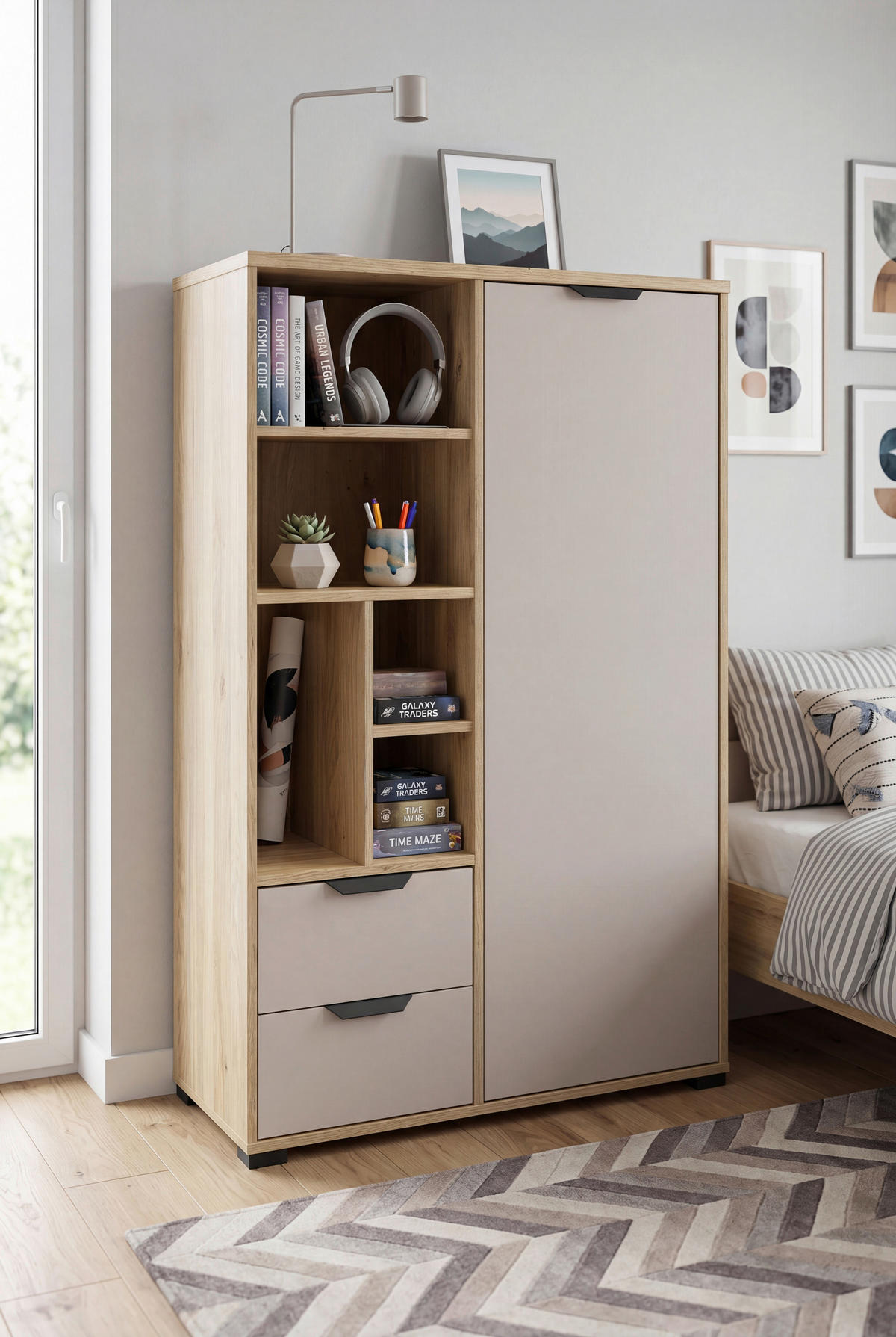 JUGENDZIMMER - Kaschmir/Eichefarben, Basics, Holzwerkstoff (90/200cm) - Milino
