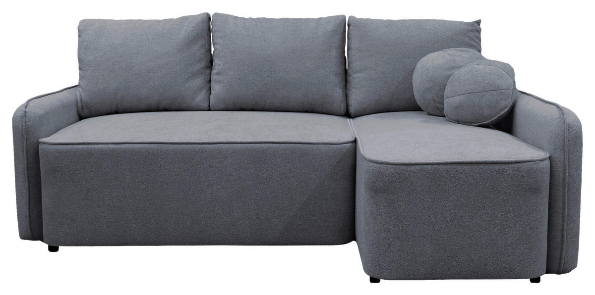 ECKSOFA in Struktur, Bouclé Grau  - Schwarz/Grau, Design, Kunststoff/Textil (209/143cm) - MID.YOU