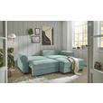 ECKSOFA Salbeigrün Cord  - Salbeigrün/Schwarz, KONVENTIONELL, Kunststoff/Textil (255/185cm) - Hom`in