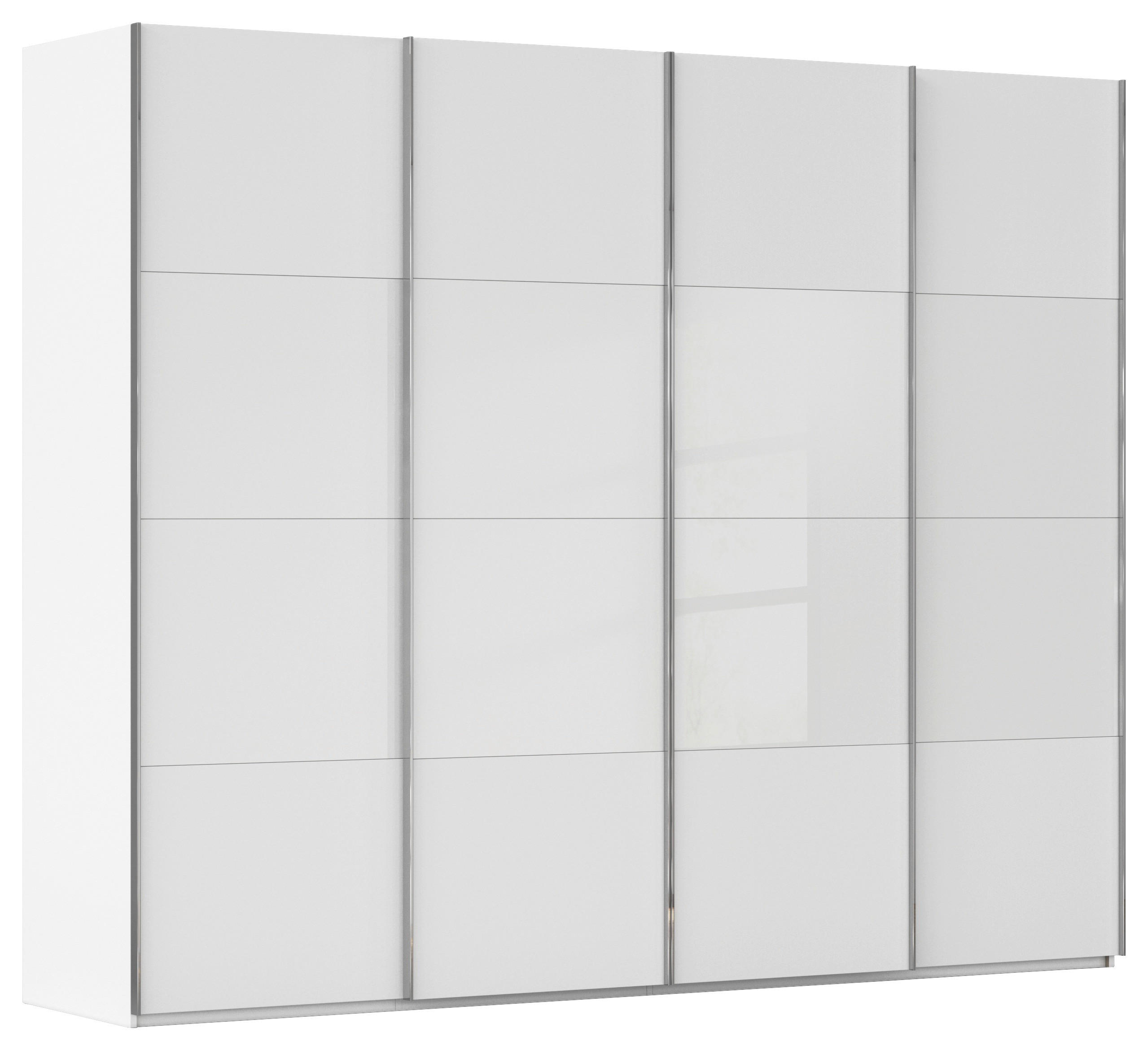 SCHWEBETÜRENSCHRANK 271/223/68 cm 4-türig Weiß  - Chromfarben/Weiß, KONVENTIONELL, Glas/Holzwerkstoff (271/223/68cm) - Novel