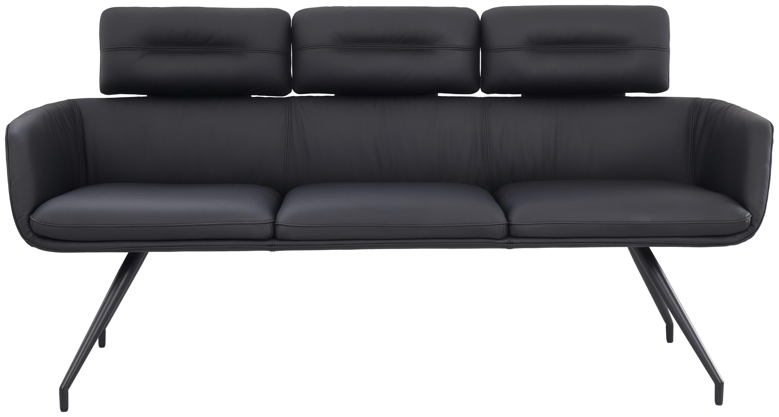 SITZBANK Metall, Leder Schwarz  - Schwarz, Design, Leder/Metall (185/91/70cm) - Dieter Knoll