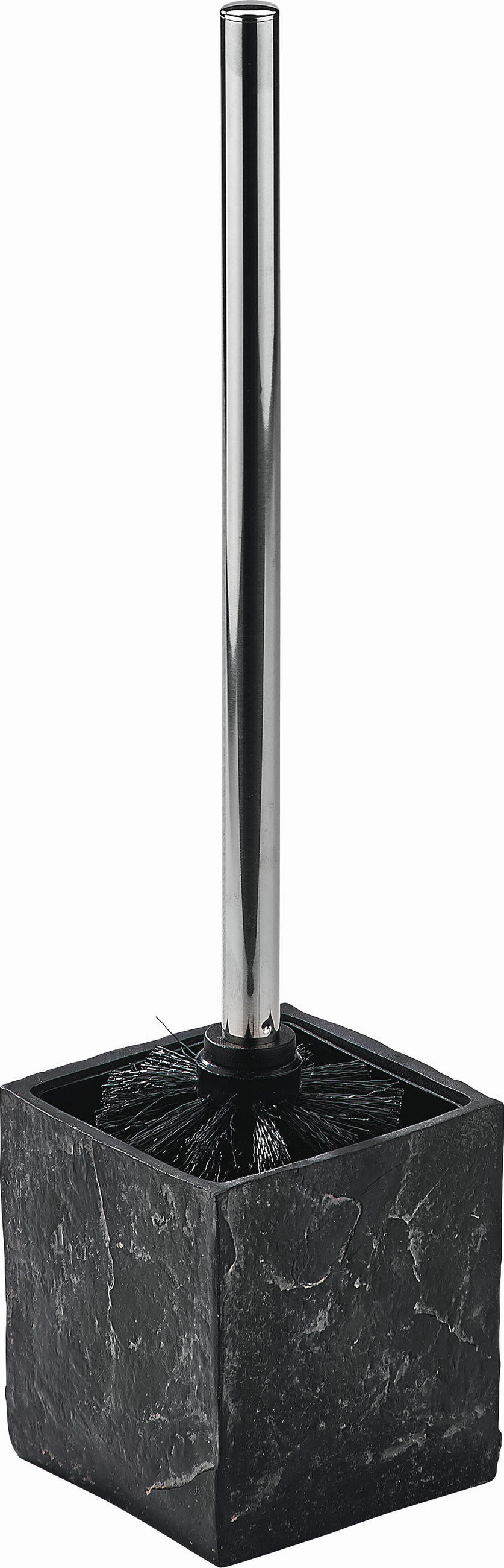 WC SADA - ŠTĚTKA A DRŽÁK - barvy chromu/barvy břidlice, Basics, plast (10/38,5/10cm)