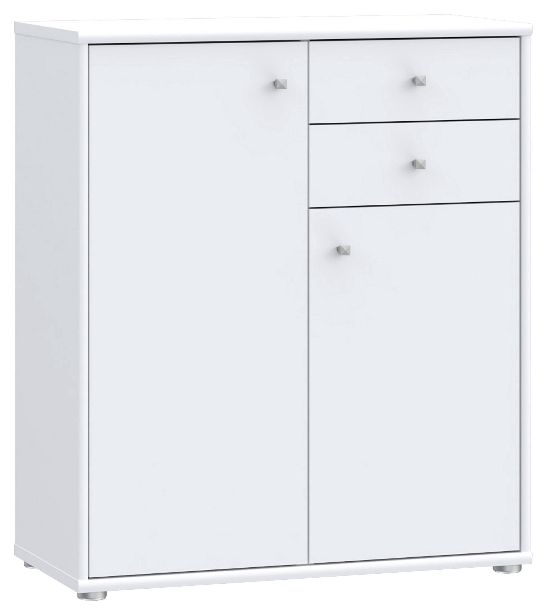 KOMMODE  in Weiss  - Weiss/Alufarben, Design, Holzwerkstoff (73,7/85,5cm)