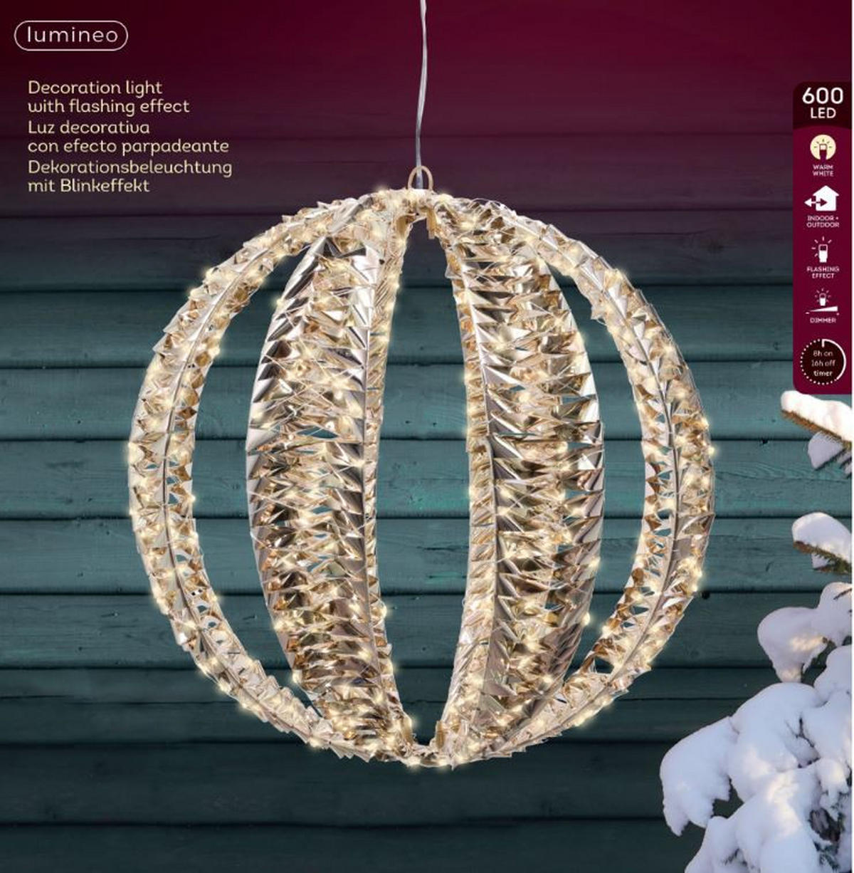 LED SVJETILJKA DEKORATIVNA  - zlatne boje, Basics, metal/plastika (40cm) - X-Mas