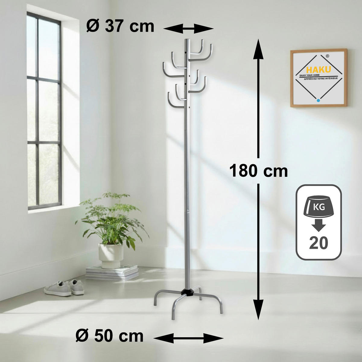 KLEIDERSTÄNDER in Alufarben 37/180/37 cm   - Alufarben, Basics, Metall (37/180/37cm) - Boxxx