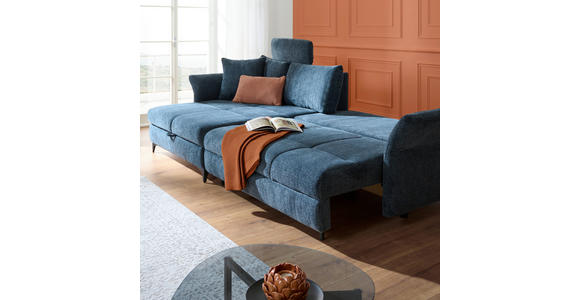 ECKSOFA Blau Chenille  - Blau/Schwarz, KONVENTIONELL, Textil/Metall (291/153cm) - Hom`in