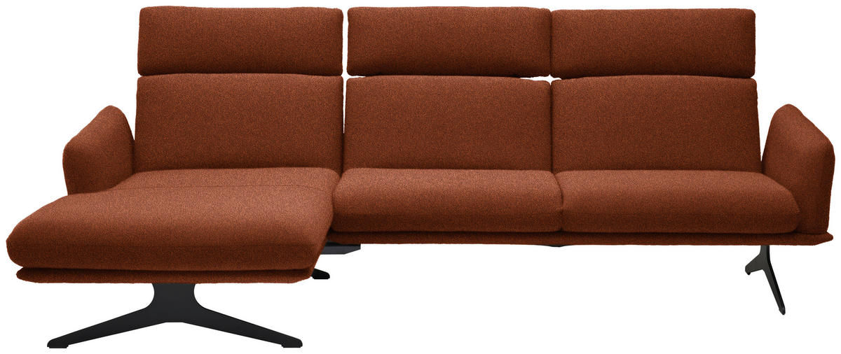 ECKSOFA Flachgewebe Rostfarben  - Rostfarben/Schwarz, Design, Textil/Metall (152/259cm) - Dieter Knoll