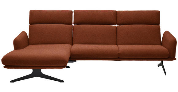 ECKSOFA  in Flachgewebe Rostfarben  152/259 cm  - Rostfarben/Schwarz, Design, Textil/Metall (152/259cm) - Dieter Knoll