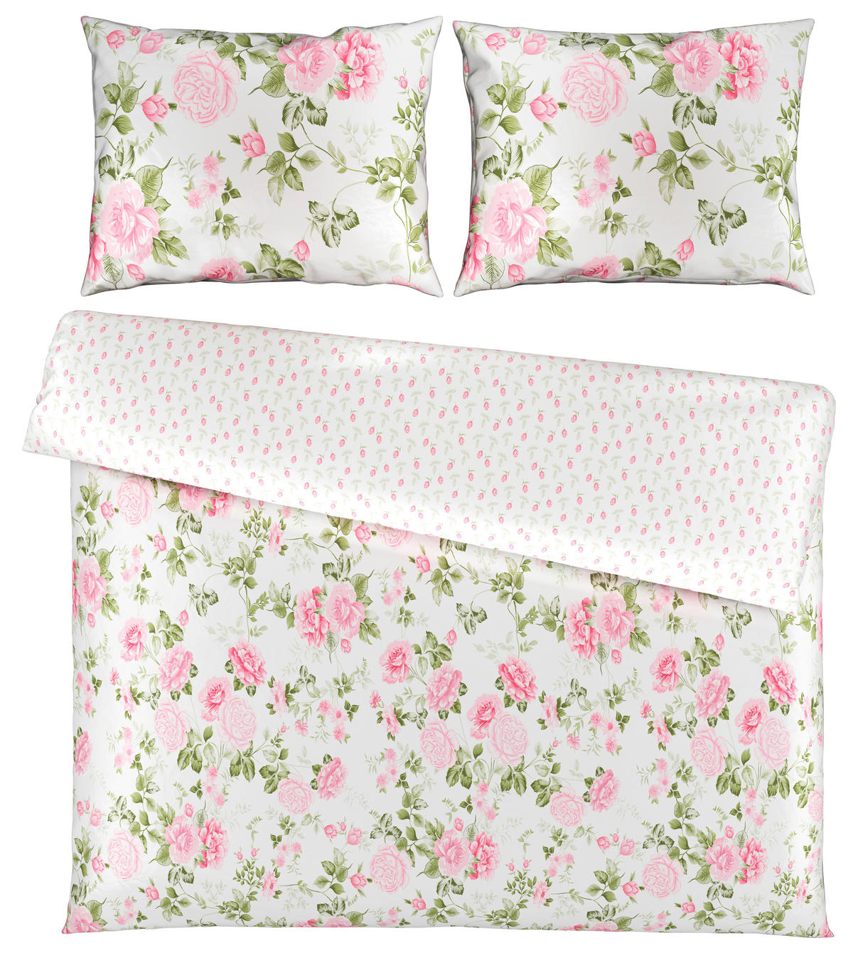 OBOJESTRANSKA POSTELJNINA ROSES 200/240 cm saten večbarvno  - večbarvno, Konvencionalno, tekstil (200/240cm) - Esposa