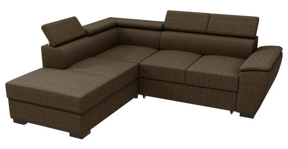 ECKSOFA  in Flachgewebe Braun  - Schwarz/Braun, KONVENTIONELL, Kunststoff/Textil (220/266cm) - Carryhome
