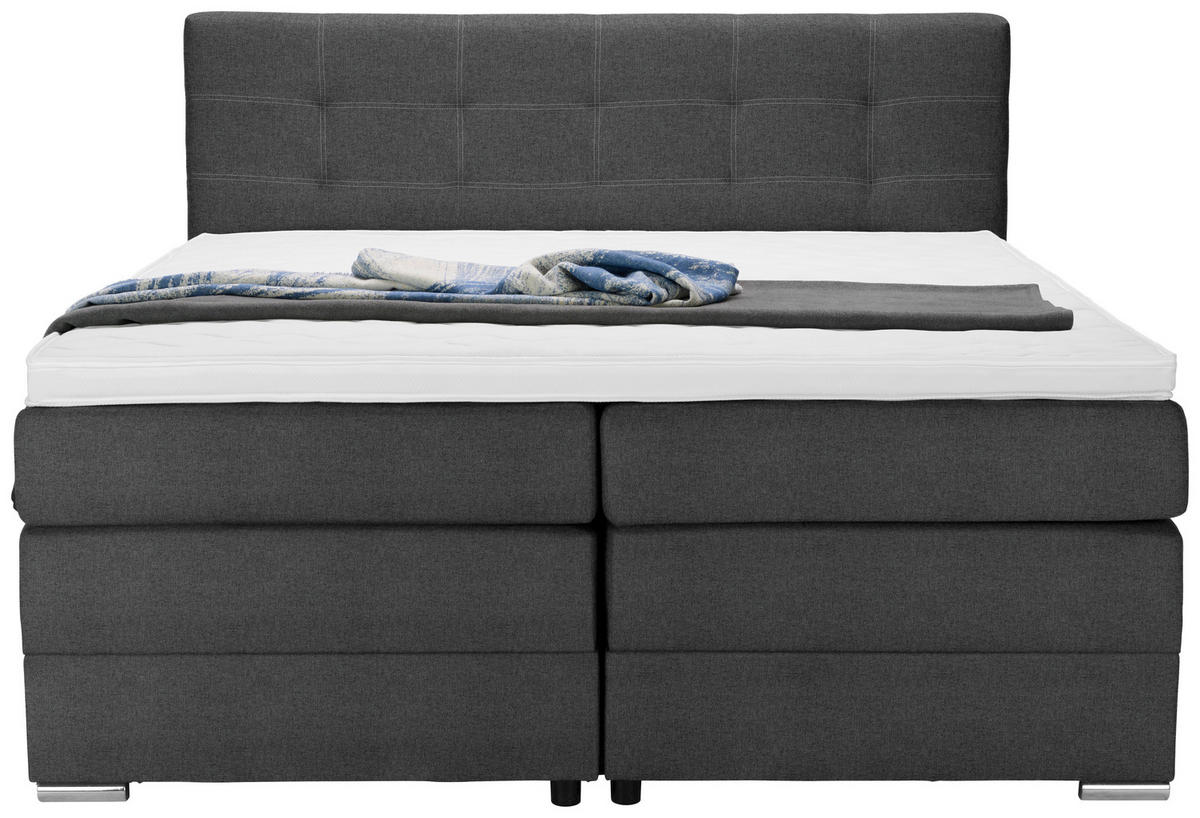 LIT BOXSPRING 180/200 cm  in Dunkelgrau  - Dunkelgrau/Silberfarben, Konventionell, Holz/Holzwerkstoff (180/200cm) - Moderano