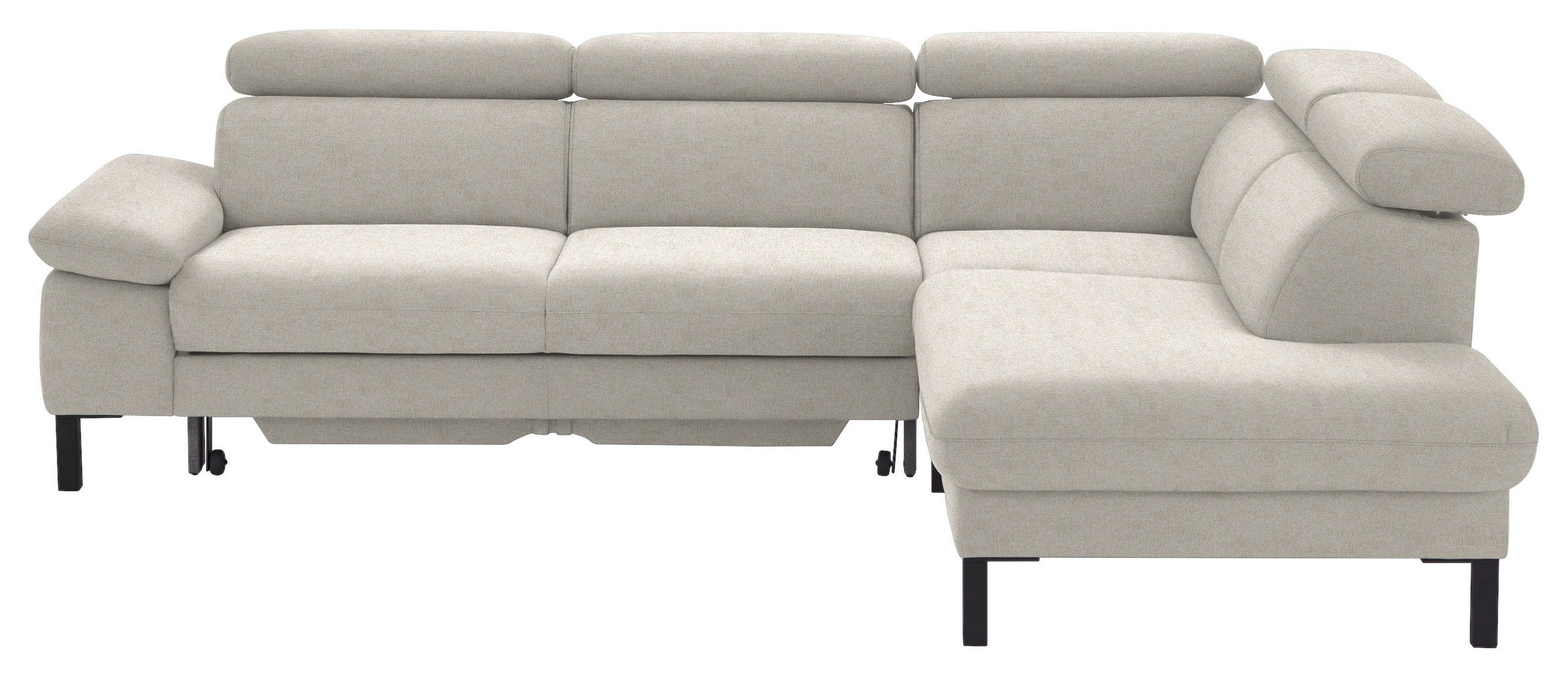 ECKSOFA in Flachgewebe Beige  - Beige/Schwarz, Design, Holzwerkstoff/Textil (272/217cm) - Pure Home Comfort