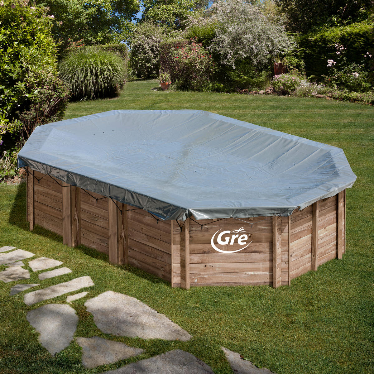 POOLABDECKPLANE 496/893 cm  - Grau, KONVENTIONELL, Kunststoff (496/893cm) - Gre