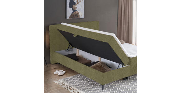 BOXBETT 140/200 cm in Olivgrün - Schwarz/Olivgrün, Design, Holz/Holzwerkstoff (140/200cm) - Xora