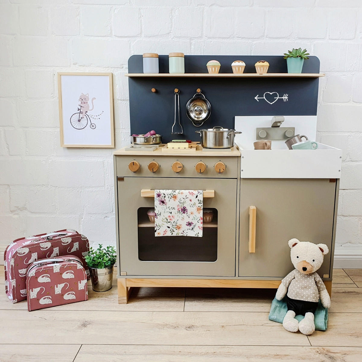 KINDERKÜCHE LINUM - Naturfarben/Grau, Basics, Holz/Holzwerkstoff (76/36/90cm) - MUSTERKIND