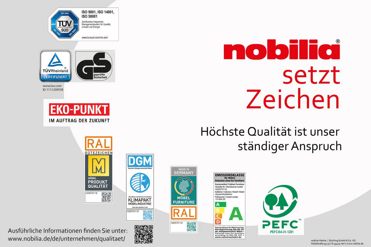 KÜCHENLEERBLOCK 180 cm   in Grau, Eiche dunkel  - Eiche dunkel/Schwarz, MODERN, Holzwerkstoff/Metall (180cm) - Nobilia