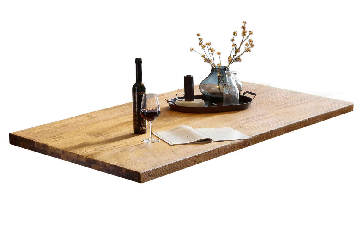 ESSTISCH 180/100/77 cm Echtholz  Holz, Metall rechteckig Naturfarben, Schwarz  - Schwarz/Naturfarben, MODERN, Holz/Metall (180/100/77cm) - MID.YOU