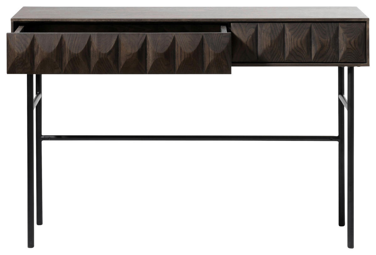 KONSOLENTISCH LATINA CONSOLE TABLE W117 CM Eiche furniert, teilmassiv Dunkelbraun  - Dunkelbraun/Schwarz, MODERN, Holz/Holzwerkstoff (117/39/75cm) - Carryhome