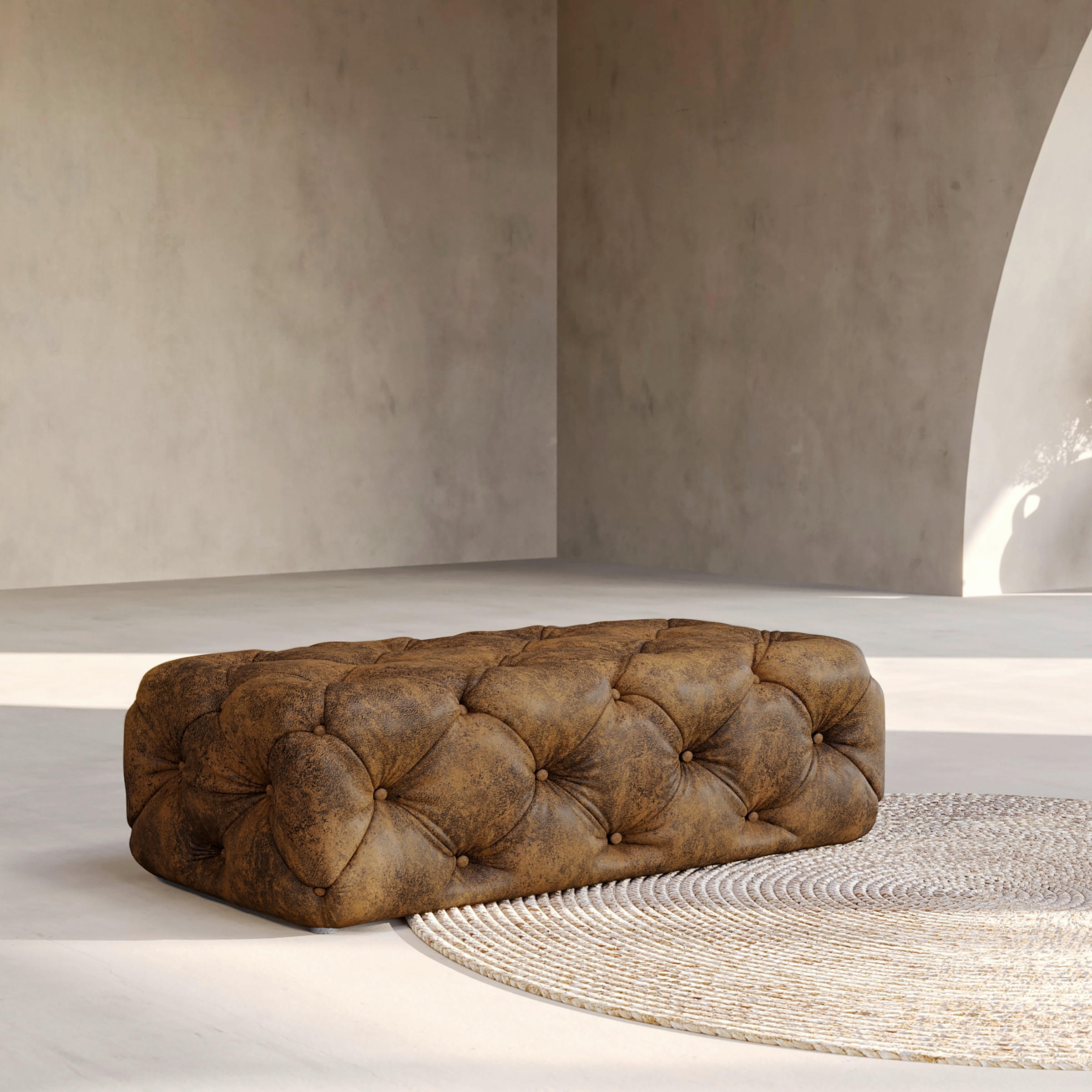 HOCKER in Textil Dunkelbraun  - Dunkelbraun/Schwarz, Design, Kunststoff/Textil (130/39/65cm) - P & B