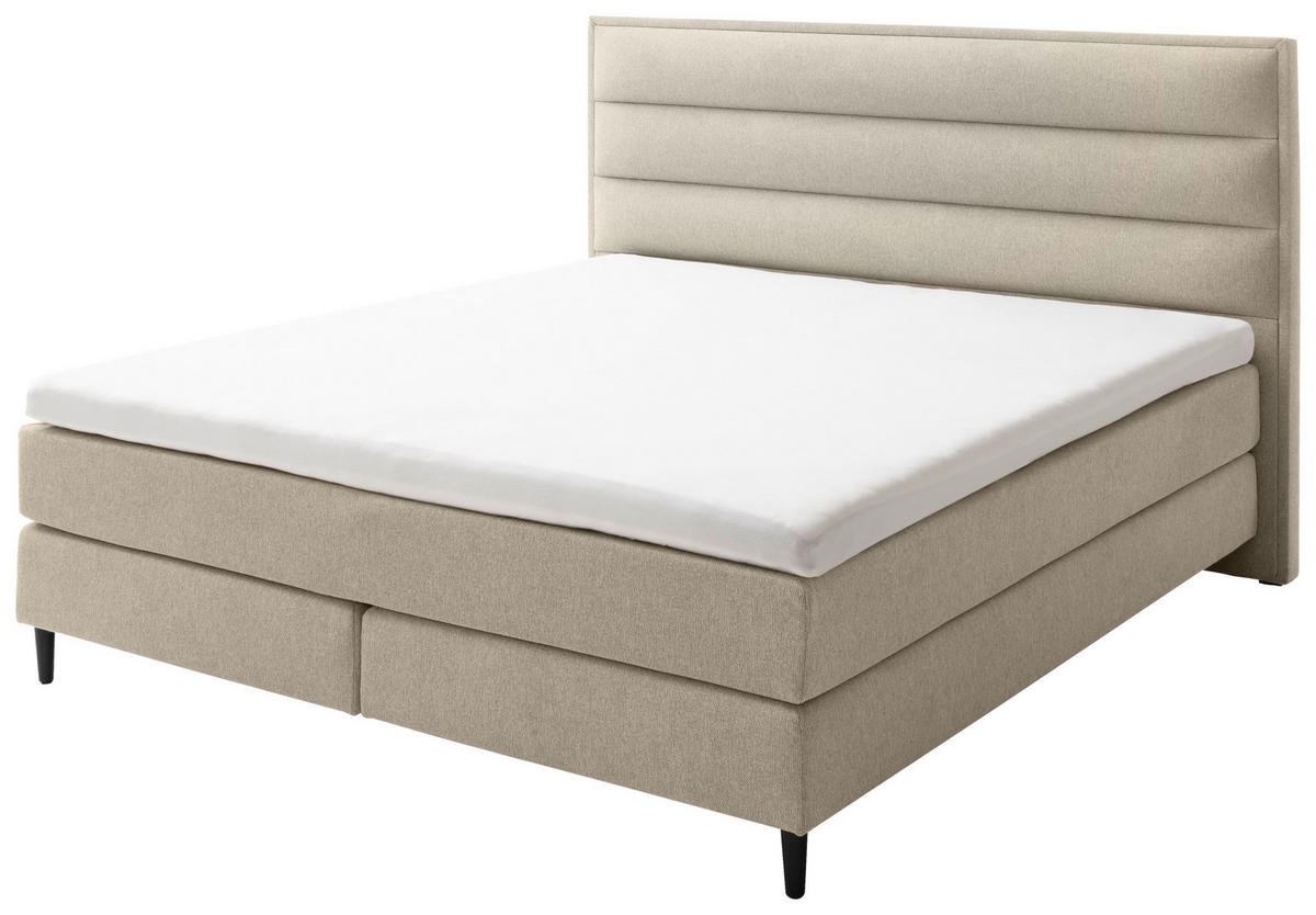 BOXSPRINGBETT 180/200 cm  in Beige  - Beige/Schwarz, Design, Textil/Metall (180/200cm) - Schöner Wohnen