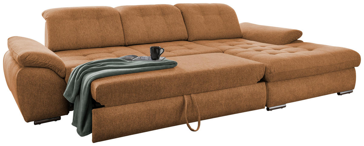 ECKSOFA in Chenille Currygelb  - Chromfarben/Currygelb, Modern, Textil/Metall (314/184cm) - Livetastic